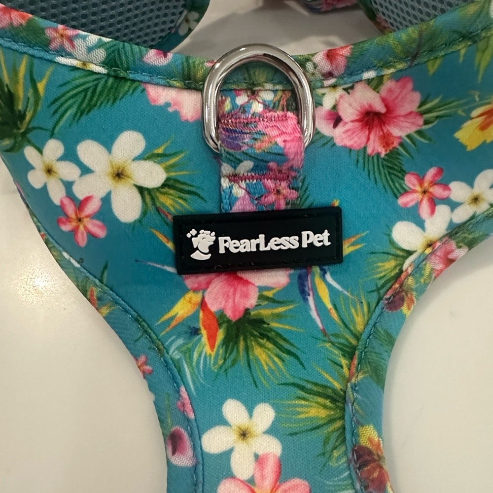 Floral Neoprene Dog Harness - Blue and Pink NWT